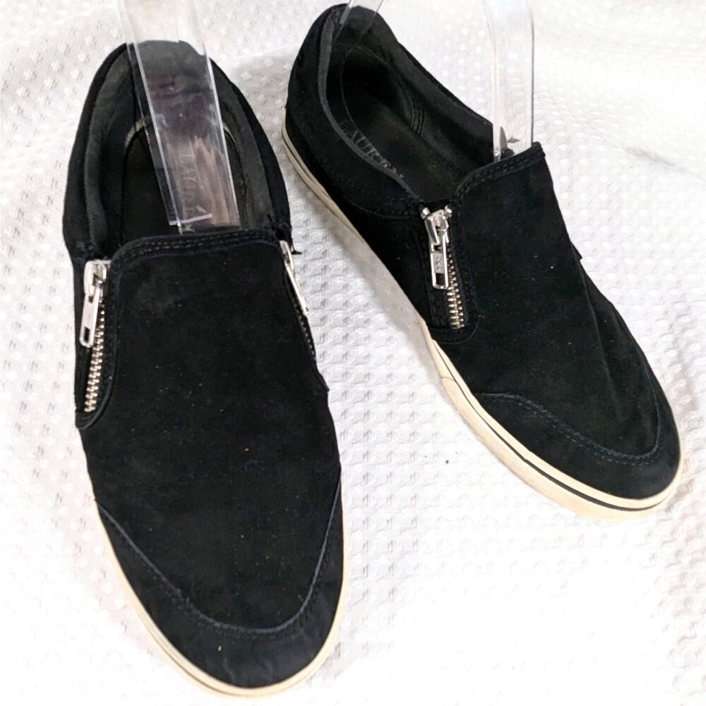 LAUREN BY RALPH LAUREN! JEORGIA BLACK GENUINE SUEDE LEATHER TENNIS SHOES! SZ 8B